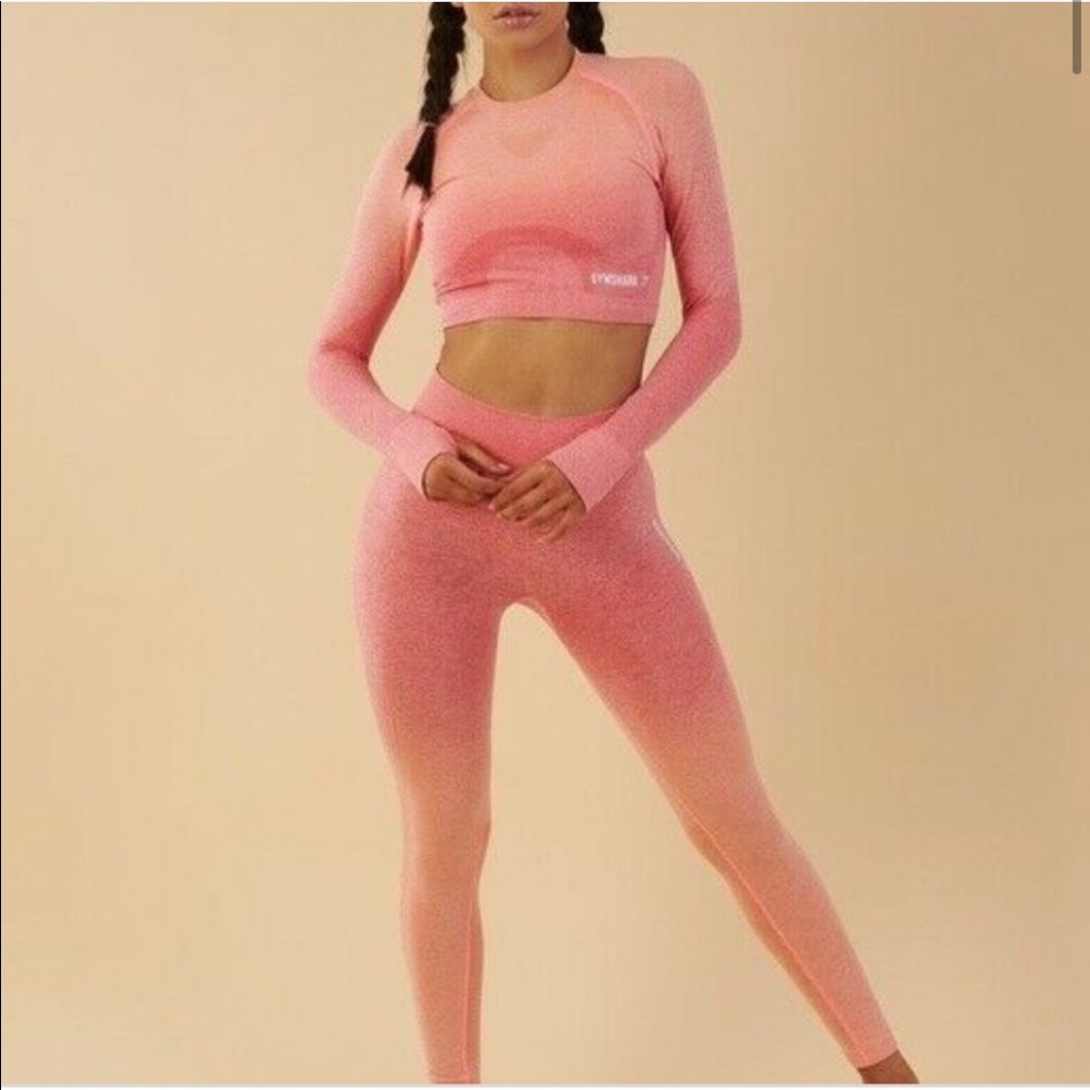 Gymshark Ombre Seamless Coral Peach Set